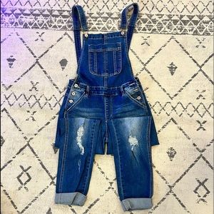 KanCan medium/dark wash overalls. Womens small.